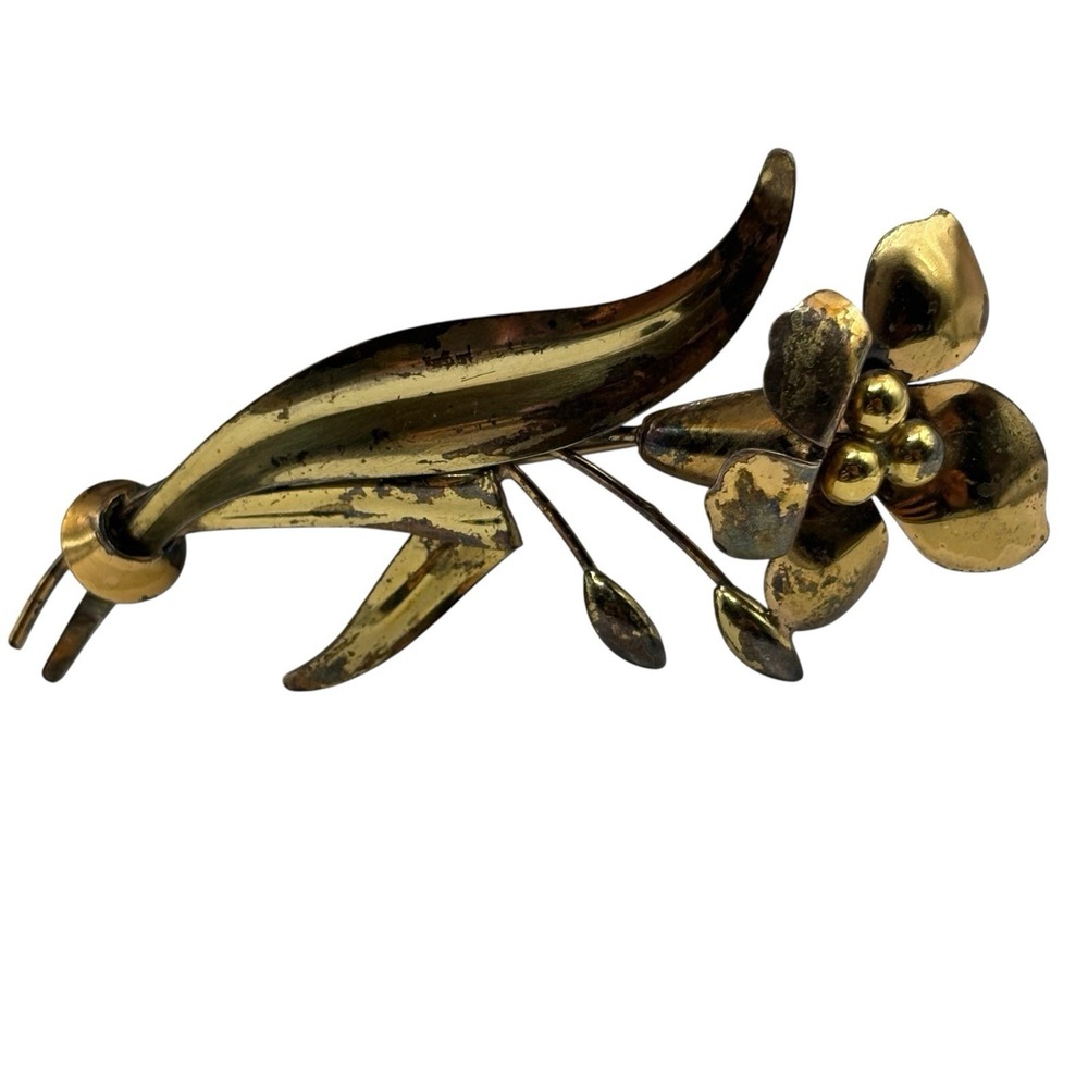 Vintage Carl Art CA Flower Brooch‎ Pin 1/20 12k G/F Gold Filled on Silver READ